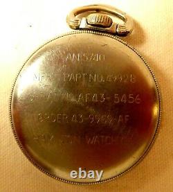Hamilton 4992B Military Pocket Watch Protective Case 24 Hour Dial 22J 16S