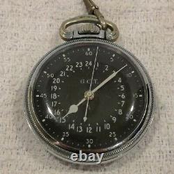 Hamilton 4992B WWII Military Aviation GCT 24 Hr 22 Jewel Pocket Watch with Chain
