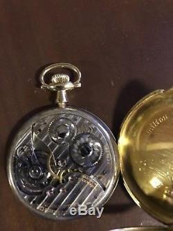 Hamilton 914 12s 17 Jewel Pocket Watch 14k Gold Swing Out Case