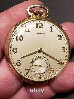 Hamilton 921 10s 21j 5 Adj. Pocket Watch in Orig. Solid 14K Gold Case