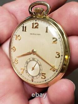 Hamilton 921 10s 21j 5 Adj. Pocket Watch in Orig. Solid 14K Gold Case