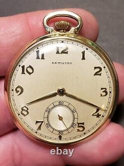 Hamilton 921 10s 21j 5 Adj. Pocket Watch in Orig. Solid 14K Gold Case