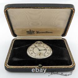 Hamilton 922MP Masterpiece 18K Solid White Gold 23j 12s Pocket Watch 45mm withBox