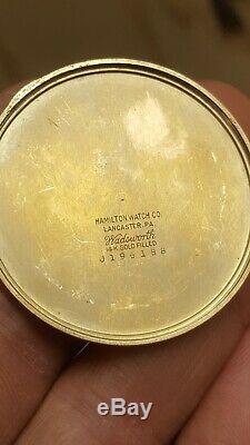 Hamilton 923 14K Gold Filled Open Face Pocket Watch 10S 23 Jewel 1945 Rare