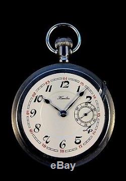 Hamilton 925 18s 17Jewel Railroad pocket watch Rarer Conversion Dial Extra Fine
