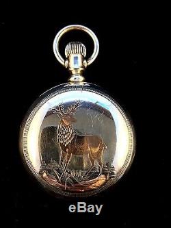Hamilton 940 18s 21Jewel Railroad Sterling Silver with Gold Stag Engraved Fine