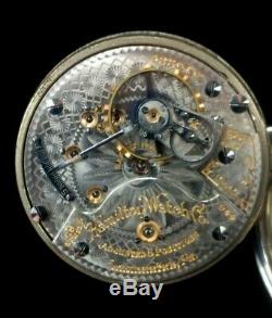 Hamilton 944 18s 19 114 Railroad Pocket Watch Gold Engraved Train on case Fine