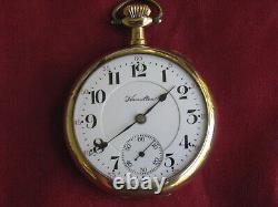 Hamilton 992 21j 16s Railroad Pocket Watch, Yellow Gold Filled Swing Out Case