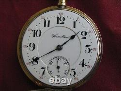 Hamilton 992 21j 16s Railroad Pocket Watch, Yellow Gold Filled Swing Out Case