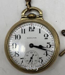 Hamilton 992 Pocket Watch B 21 Jewel 10k Gold Filled Railroad Watch And Chain