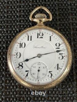 Hamilton 992 Pocket Watch Railroad Grade Sz 16 21J 10kgf Case 1912 Runs