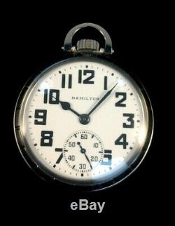 Hamilton 992B 21 J 16s Railroad Pocket watch M#15 SS Case Near Mint Condition