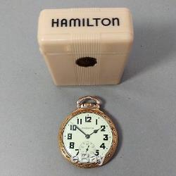 Hamilton 992B RailRoad Pocket Watch in Ivory Bakelite Factory Case Estate Find