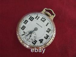 Hamilton 992E Elinvar 21j 16s Railroad Pocket Watch, 10k YGF Bar-Over-Crown Case