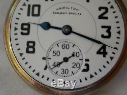 Hamilton 992b Railway Special 21j 16sz Pocketwatch Barover Crown Case