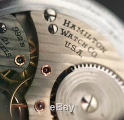 Hamilton 992b Us Gov Railroad Rare 21j White Metal Pocket Watch Runs