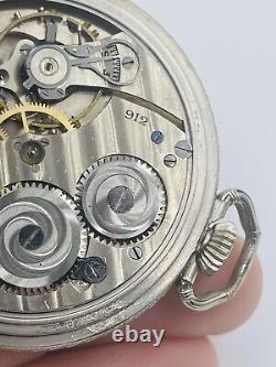 Hamilton Antique 14k White Gold Filled Manual Wind 912 Men's Pocket Watch