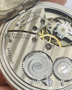 Hamilton Antique 14k White Gold Filled Manual Wind 912 Men's Pocket Watch