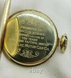 Hamilton Cadillac Motor Car Co Open Face 14k Gold Pocket Watch 19 Jewels 902