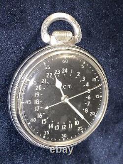 Hamilton GCT 1941-42 WWII Military 24 Hour 4992B 22j 16s Pocket Watch AN5740