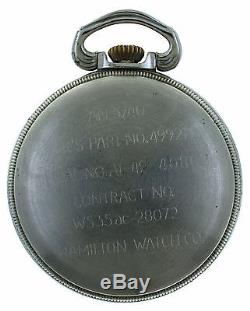 Hamilton GCT Military Pocket Watch 16s 22J Grade 4992B OF WWII Pilot 24hr Army