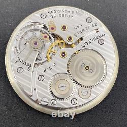 Hamilton Grade 945 Pocket Watch Movement 23 Jewels Openface Ticking F6167