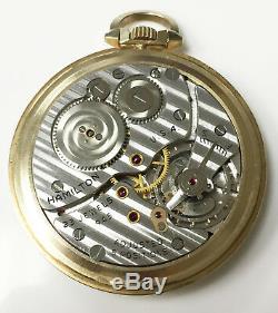 Hamilton Grade 945 Vintage Wind Up Open Face Pocket Watch 10K Gold 23 Jewels