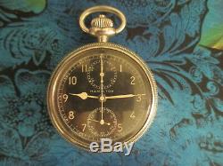 Hamilton Military Marked Chronograph Pocket Watch Model 23 Excellent Condition