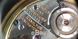 Hamilton Pocket Watch 18K Gold 21j Grade 400 c1932 Size 12s Jeweler Serviced Nov
