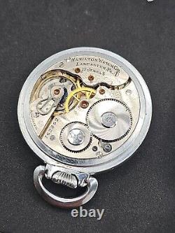 Hamilton Pocket Watch 974 16s 17 Jewel Works Great Stainless Steel