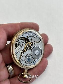 Hamilton Pocket Watch From 1915 Runs 17J #974 Lever Set Badly Worn Pilot 25 Case
