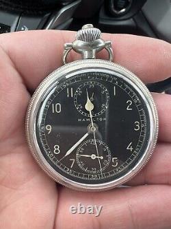 Hamilton Pocket Watch Model Caliber 23 19 Jewel US Military Chronograph