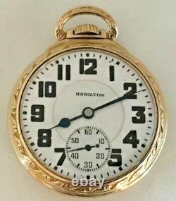 Hamilton Railroad Grade 992E Elinvar Pocket Watch 21j Ruby 16s 10K Gold Filled
