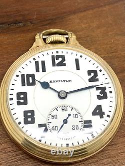 Hamilton Railroad Pocket Watch 1937 Antique 992 10k Gold Filled Case 16S 21J