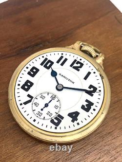 Hamilton Railroad Pocket Watch 1937 Antique 992 10k Gold Filled Case 16S 21J