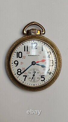 Hamilton Railroad Pocket Watch Extra Red Hour Hand 992B 21J Adj6 C131783 1945/46