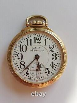 Hamilton Railway Special 992B 16s 21j Pocket Watch 10k Gold Filled Case RUNS