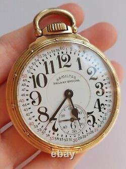 Hamilton Railway Special 992B 16s 21j Pocket Watch 10k Gold Filled Case RUNS