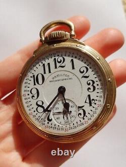 Hamilton Railway Special 992B 16s 21j Pocket Watch 10k Gold Filled Case RUNS