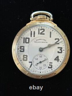 Hamilton Railway Special 992B 21 Jewels Lever Set Pocket Watch 1947 (Est), RUNS