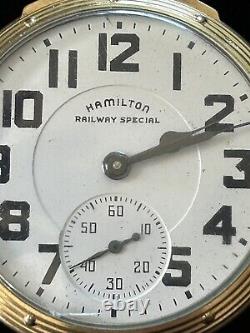 Hamilton Railway Special 992B 21 Jewels Lever Set Pocket Watch 1947 (Est), RUNS