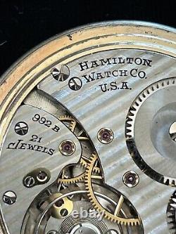 Hamilton Railway Special 992B 21 Jewels Lever Set Pocket Watch 1947 (Est), RUNS