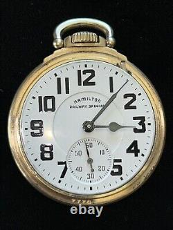 Hamilton Railway Special 992B 21 Jewels Lever Set Pocket Watch 1947 (Est), RUNS