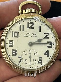 Hamilton Railway Special 992B 21 Jewels Lever Set Pocket Watch 1947 (Est), RUNS