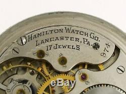Hamilton Steel Railroad Open Face Pocket Watch USA 1915