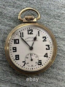 Hamilton Traffic Special 669 17 Jewels Swiss 10k Gold Plate Pocket Watch Works