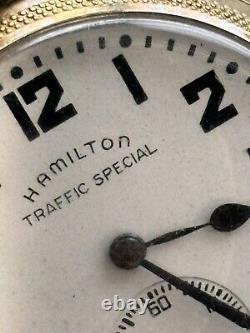 Hamilton Traffic Special 669 17 Jewels Swiss 10k Gold Plate Pocket Watch Works