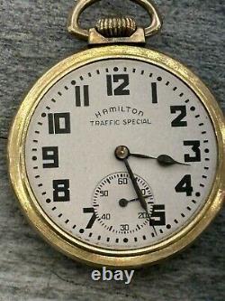 Hamilton Traffic Special 669 17 Jewels Swiss 10k Gold Plate Pocket Watch Works