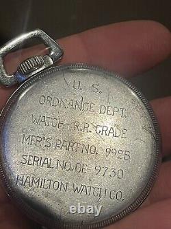Hamilton U. S. GOVT. 992B Pocket Watch 21J 16S Monty dial Military Case SERVICED