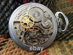 Hamilton Vintage Military 4992B Pocket-Watch, Rare White/Gold Numeral Dial L@@K